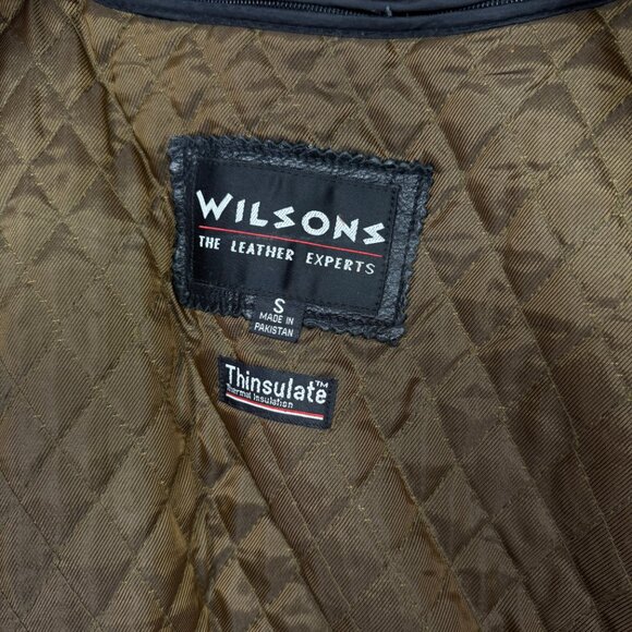 Vintage Wilsons Leather Black Jacket Full Zip Front Quilted Liner Size S - Picture 12 of 14